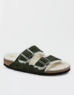 Birkenstock Women's Arizona Shearling Sandal Deep Forest