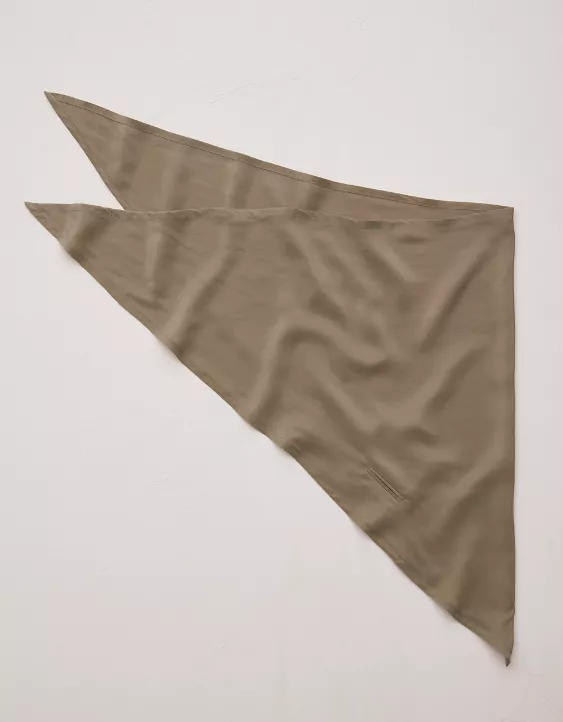 AE77 Premium Silk Bandana Scarf Taupe 2 AE77 Premium Silk Bandana Scarf Taupe - Image 2