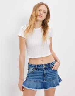 AE Low-Rise Denim Mini Skirt