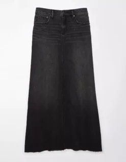 AE To The Floor Denim Maxi Skirt Black -American Eagle Fashion 8332 4879 001 f