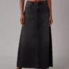 AE To The Floor Denim Maxi Skirt Black