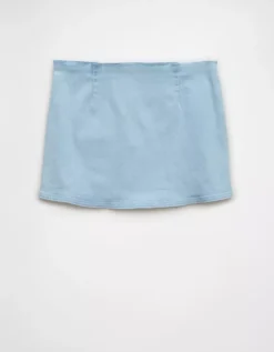 AE Next Level Low-Rise Denim Micro Skort Light Wash -American Eagle Fashion 8332 5098 915 b