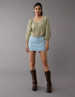 AE Next Level Low-Rise Denim Micro Skort Light Wash -American Eagle Fashion 8332 5098 915 d2