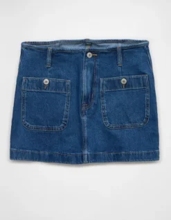 AE Stretch Low-Rise A-Line Denim Mini Skirt Dark Clouds -American Eagle Fashion 8332 5101 086 f
