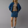 AE Stretch Low-Rise A-Line Denim Mini Skirt Dark Clouds