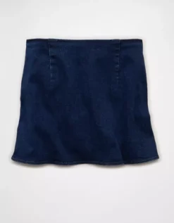 AE Next Level High-Waisted Denim Mini Wrap Skort Dark Wash -American Eagle Fashion 8332 5161 896 b