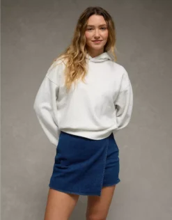 AE Next Level High-Waisted Denim Mini Wrap Skort Dark Wash