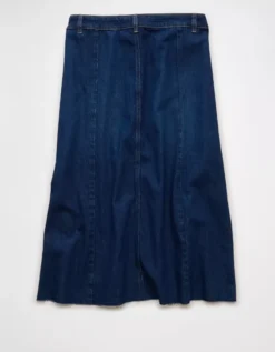 AE Low-Rise A-Line Denim Midi Skirt Dark Wash -American Eagle Fashion 8332 5193 896 b