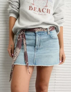 AE Stretch Perfect Denim Mini Skirt Light Wash -American Eagle Fashion 8332 5210 915 d2