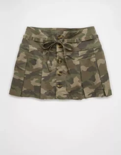 AE Stretch Low-Rise Pleated Camo Mini Skort Multi -American Eagle Fashion 9332 5205 900 f