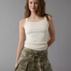 AE Stretch Low-Rise Pleated Camo Mini Skort Multi
